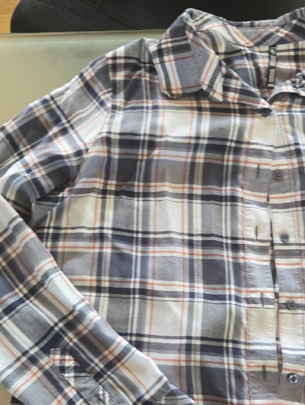 Kuhl Women's Plaid Button-Down Shirt in White, Blue, Brown - Picture 4 of 13